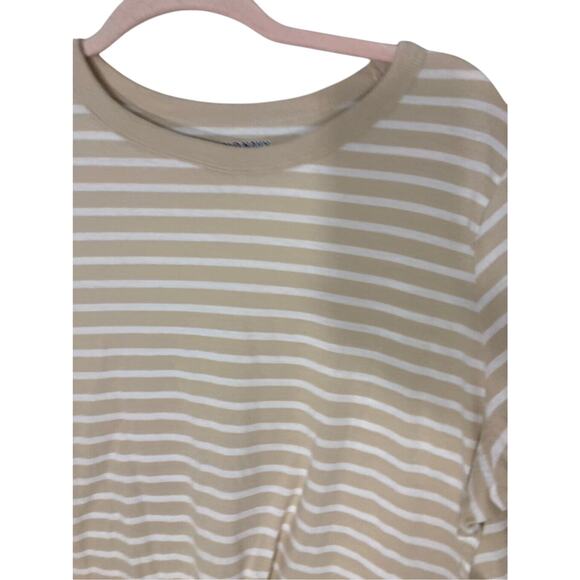 Old Navy Neutral Tone Breton Stripe Portofino Preppy Long Sleeve Blouse - Picture 2 of 4